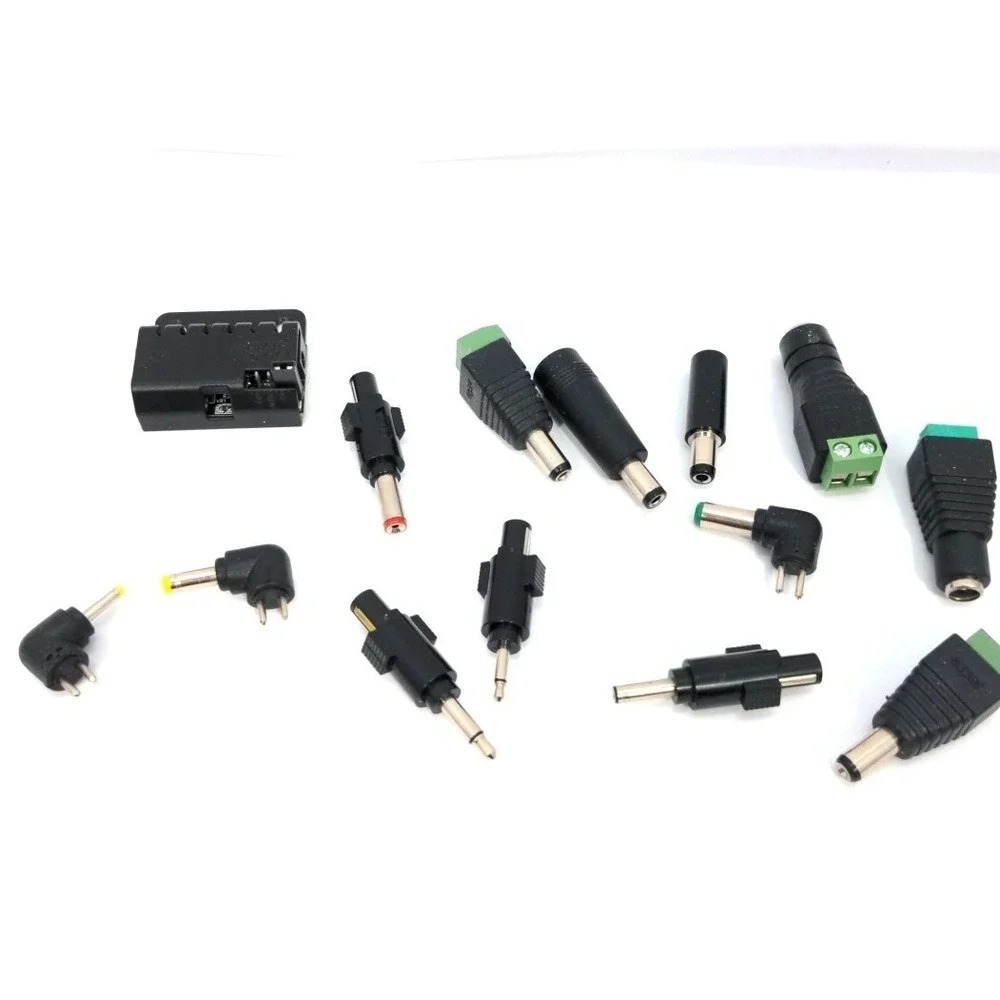 DC Power Adapter Connector Lot Universal Barrel Jack Terminal Block Tips 14pc